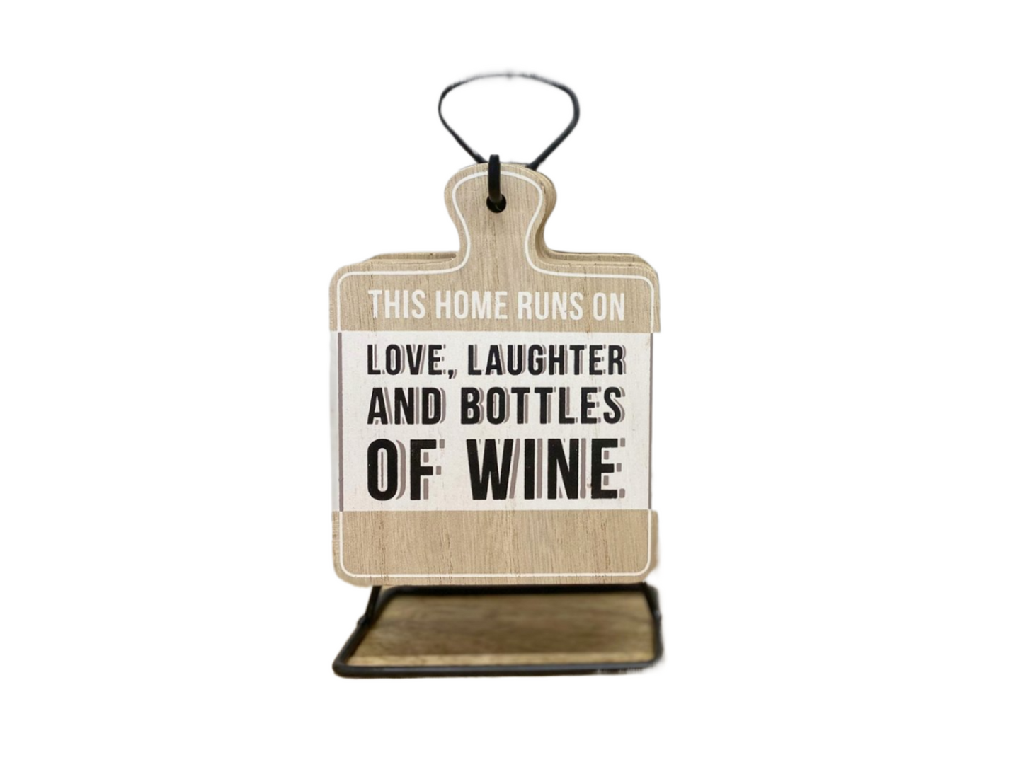 Set of Six Wine Slogan Coasters On Metal Stand