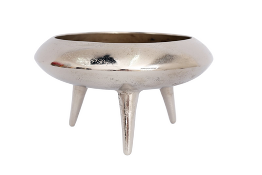 Silver Metal Planter/Bowl With Feet 39cm