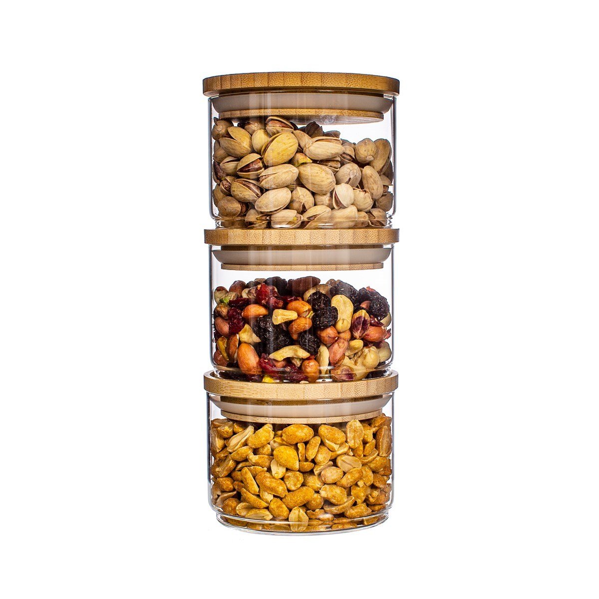 Stacking Glass Storage Jars - Set of 3