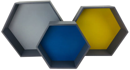 Set of 3 Wooden Hexagon Shelves