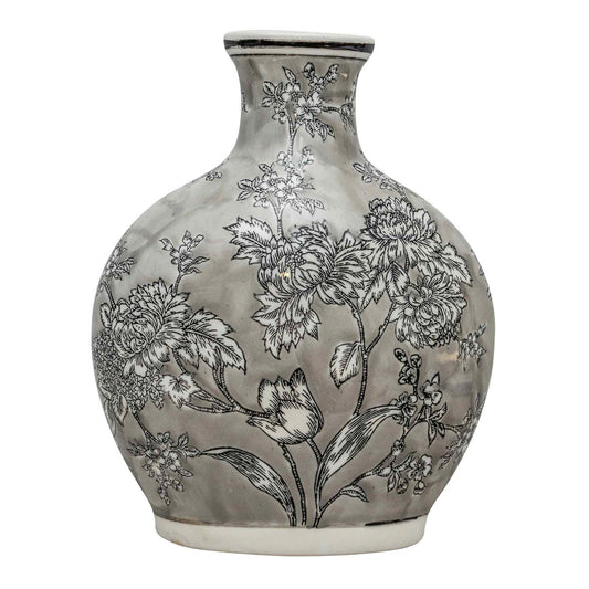 Peony Grey & White Bottle Vase