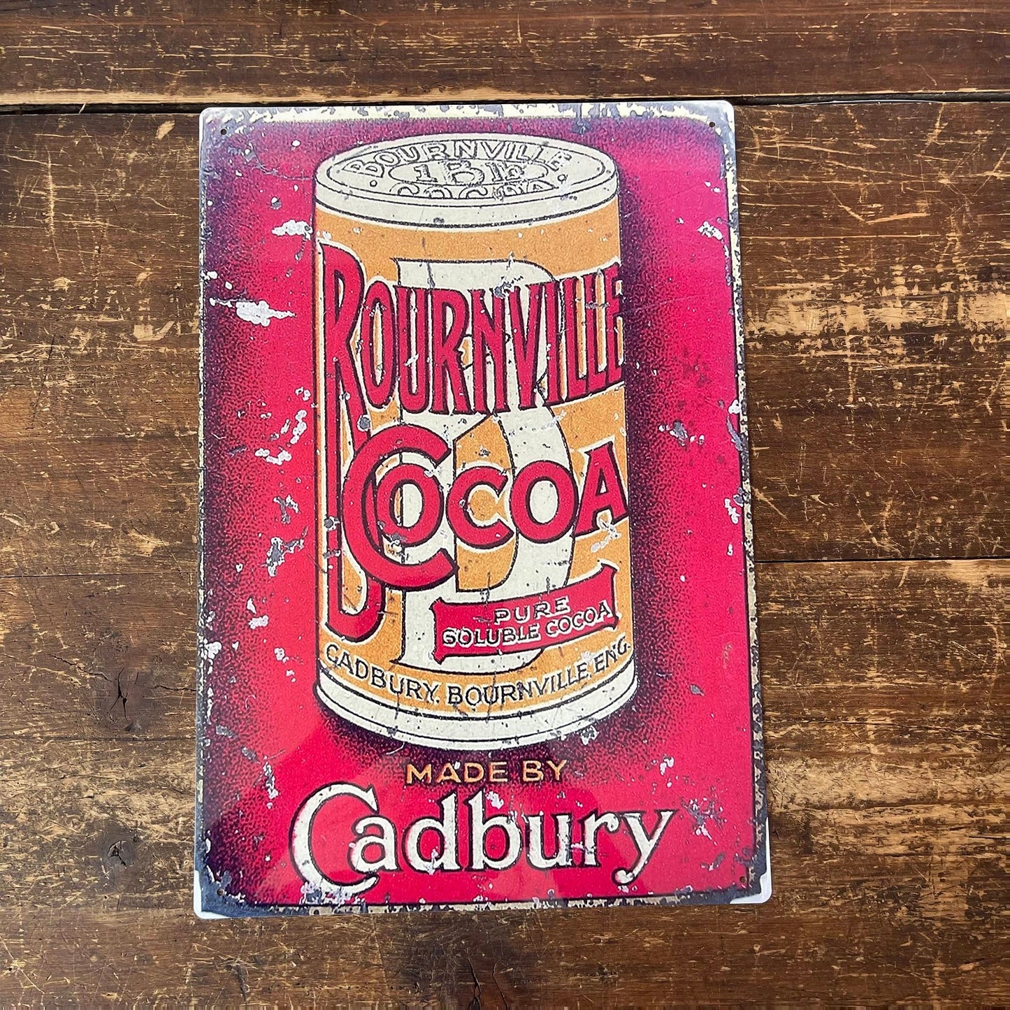 Vintage Metal Sign - Retro Advertising Cadbury Bournville Cocoa