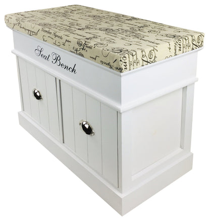 White Seat Bench With 2 Drawers & Lid 70cm