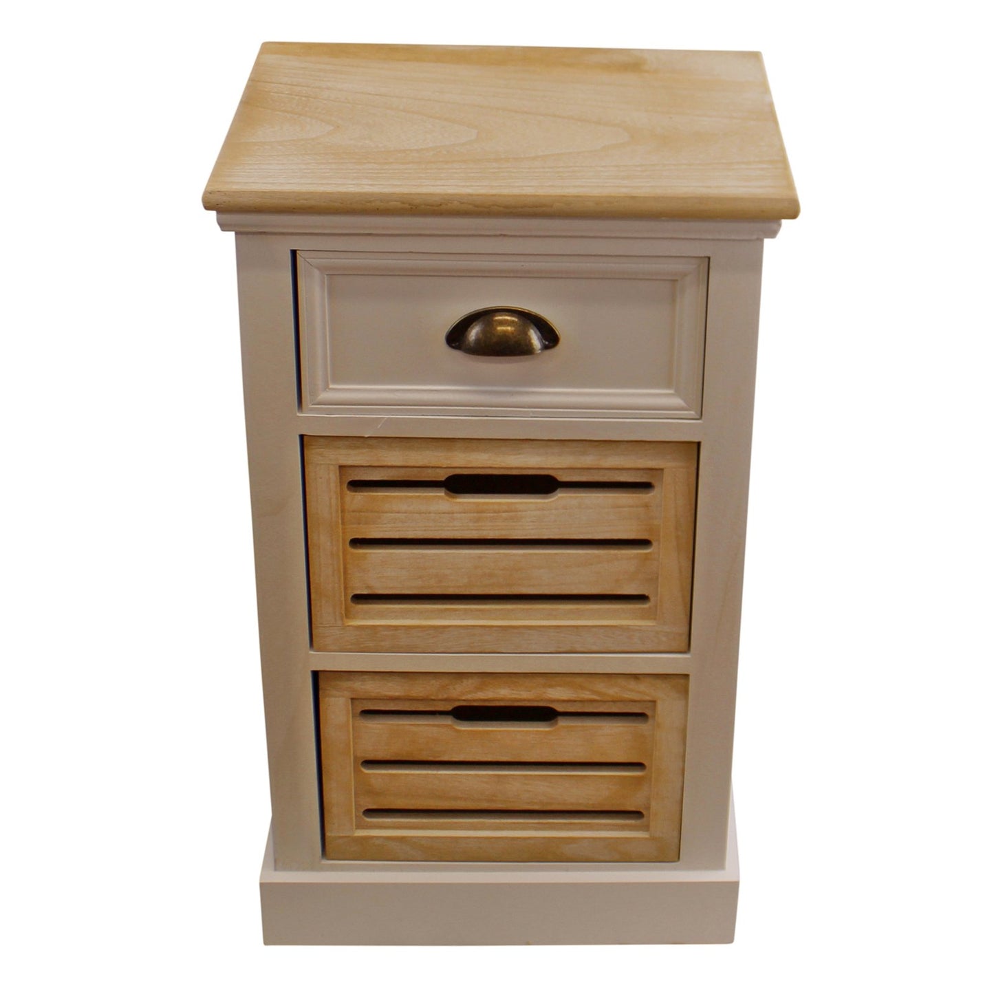 Contemporary Natural & White Chest Of Drawers, 3 Drawers