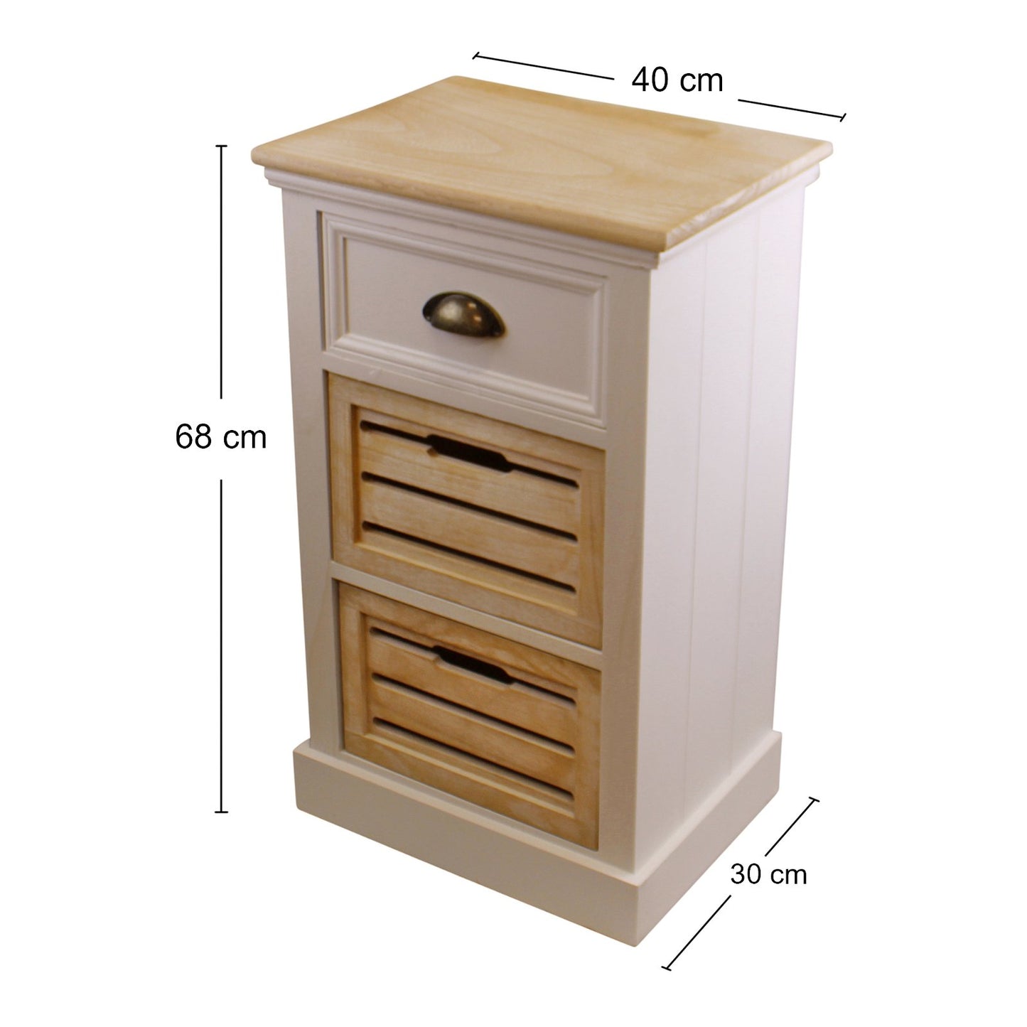 Contemporary Natural & White Chest Of Drawers, 3 Drawers