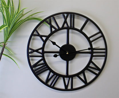 Black Metal Roman Numeral Wall Clock 39cm