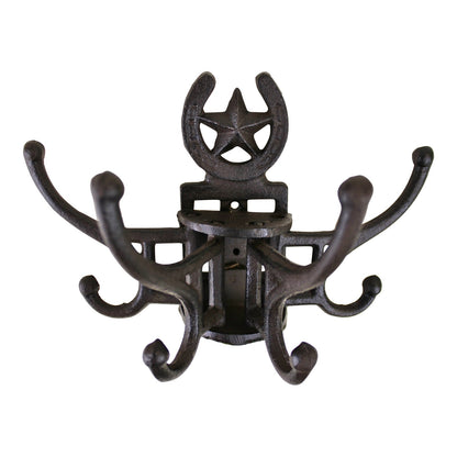 Cast Iron Wall Mounted Rotating Coat Hooks, Horseshoe, 8 Hooks