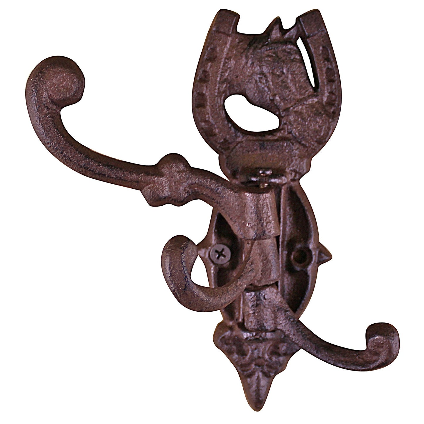 Cast Iron Wall Mounted Rotating Coat Hooks, Horse, 3 hooks