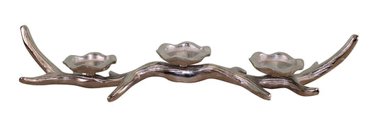 3 Piece Silver Metal Antler Candle Holder