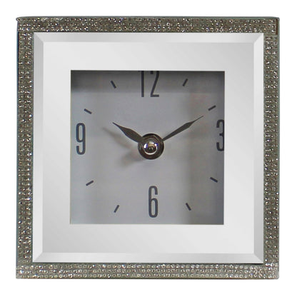 Small Freestanding Mirrored and Jewelled Table Clock