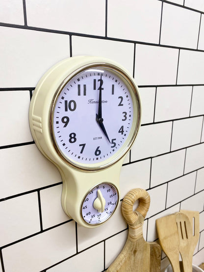 Cream Kensington Wall Clock With Timer