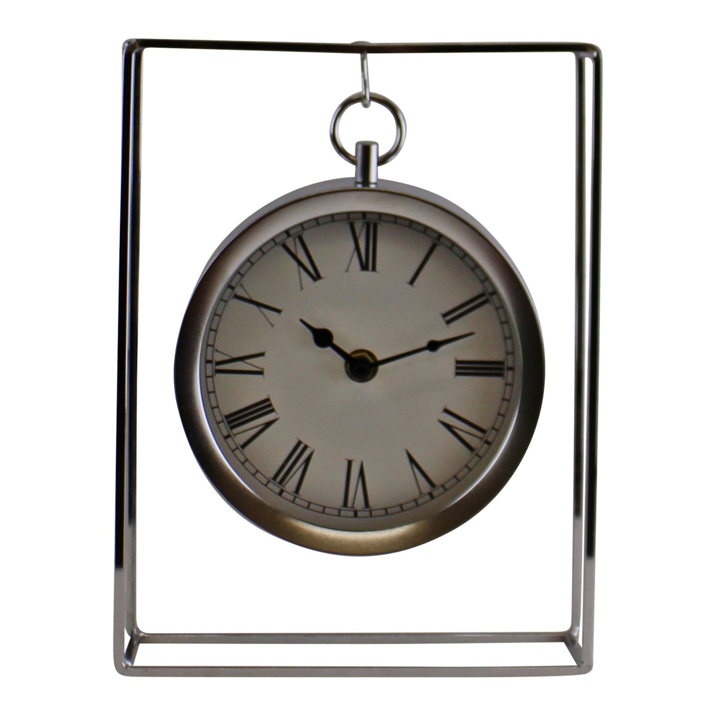 Silver Metal Freestanding Hanging Clock In Frame, 25cm