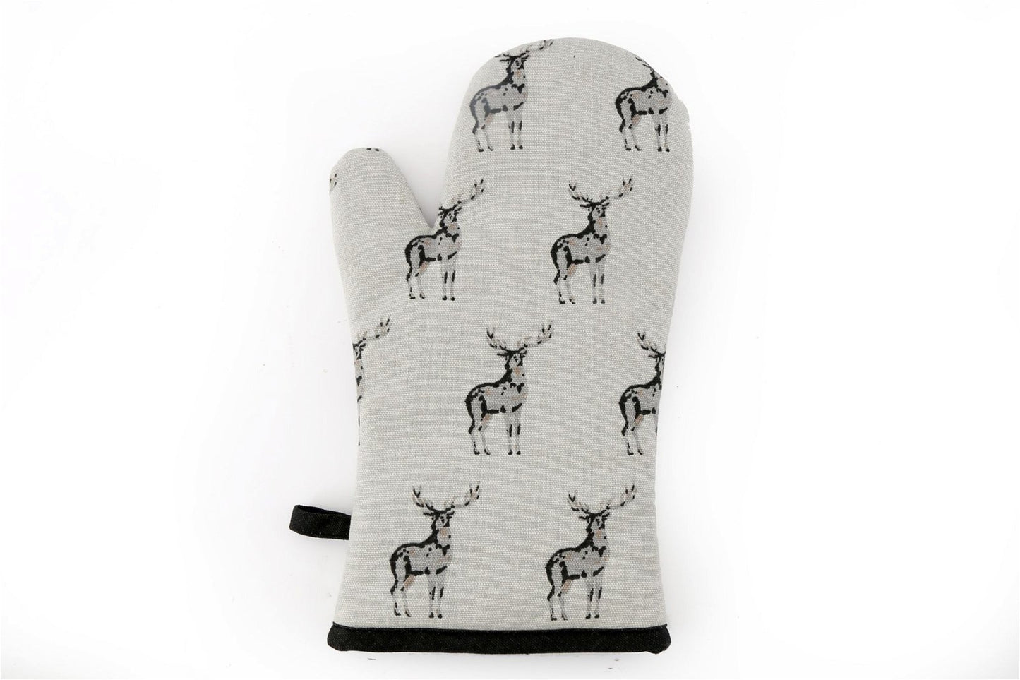 Grey Oven Glove With A Stag Print Design