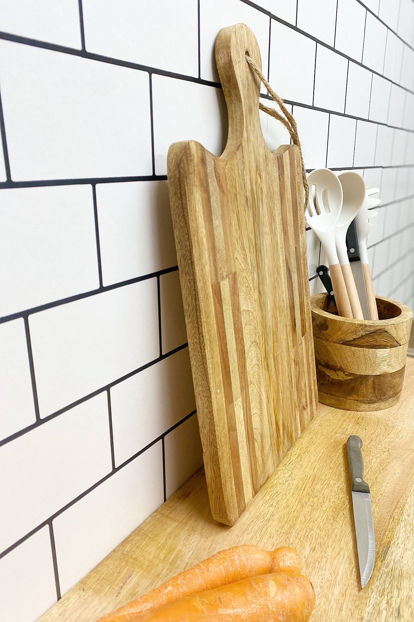 Striped Wooden Large Chopping Board