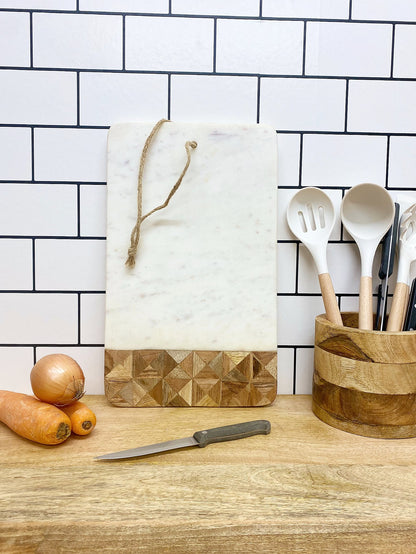 Marble and Wood Patterned Chopping Board