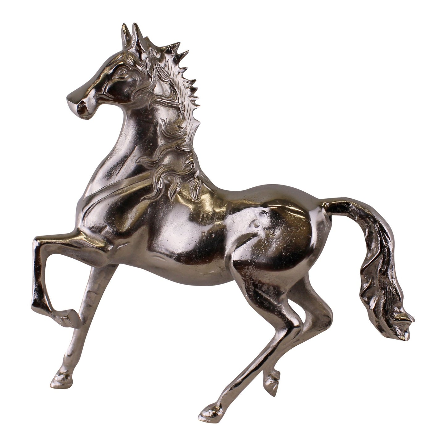 Large Silver Metal Horse Ornament, 39cm Tall