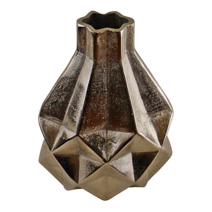 Silver Metal Geometric Design Vase, 31cm