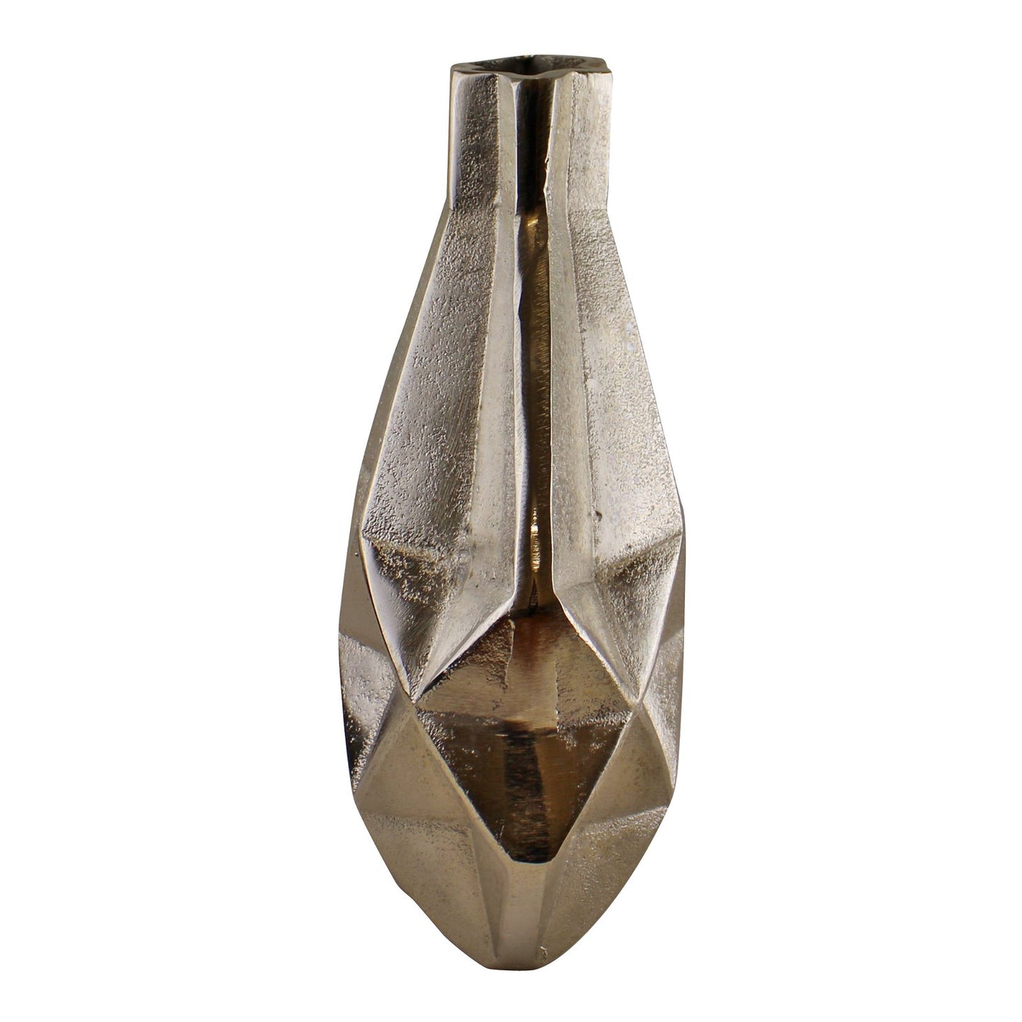 Silver Metal Geometric Design Vase, 31cm