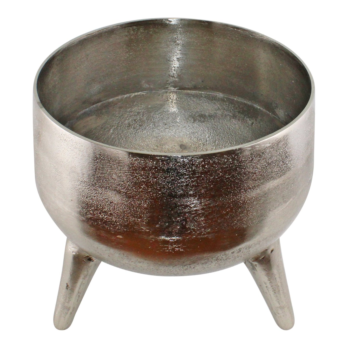 Silver Metal Planter/Bowl With Feet, 27cm