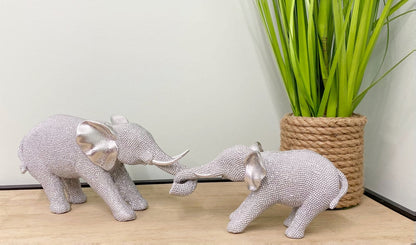 Silver Beaded Elephants Two Piece Mother & Calf