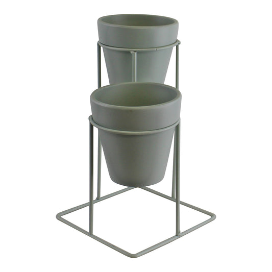 Potting Shed Small Double Planter On Stand, Green