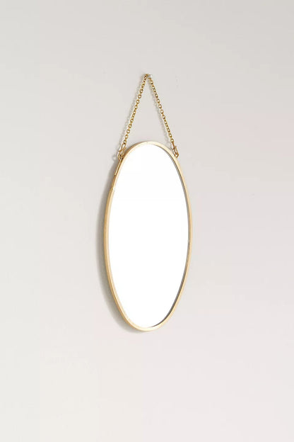 Gold Hanging Oval Mirror