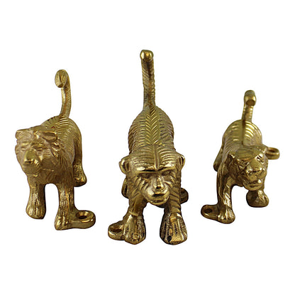 Set of 3 Gold Metal Safari Animal Coat Hooks