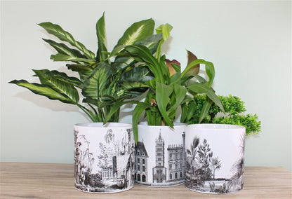 Set of 3 Monochrome Ceramic Small Planters