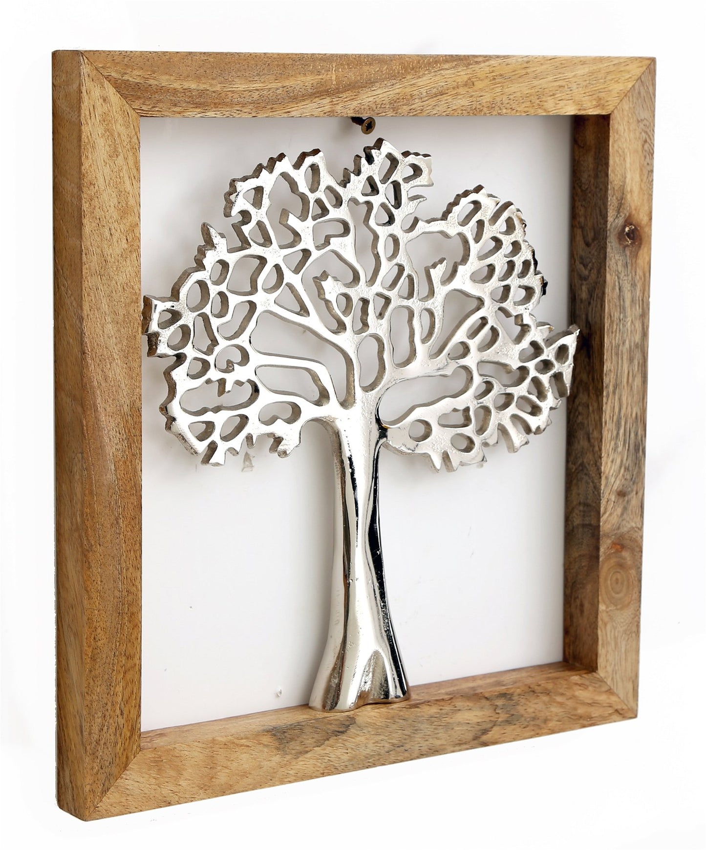 Silver Tree Of Life In A Wooden Frame