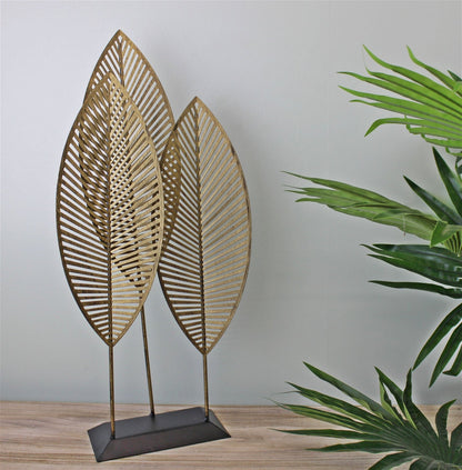 Three Leaf Metal Standing Ornament 51cm