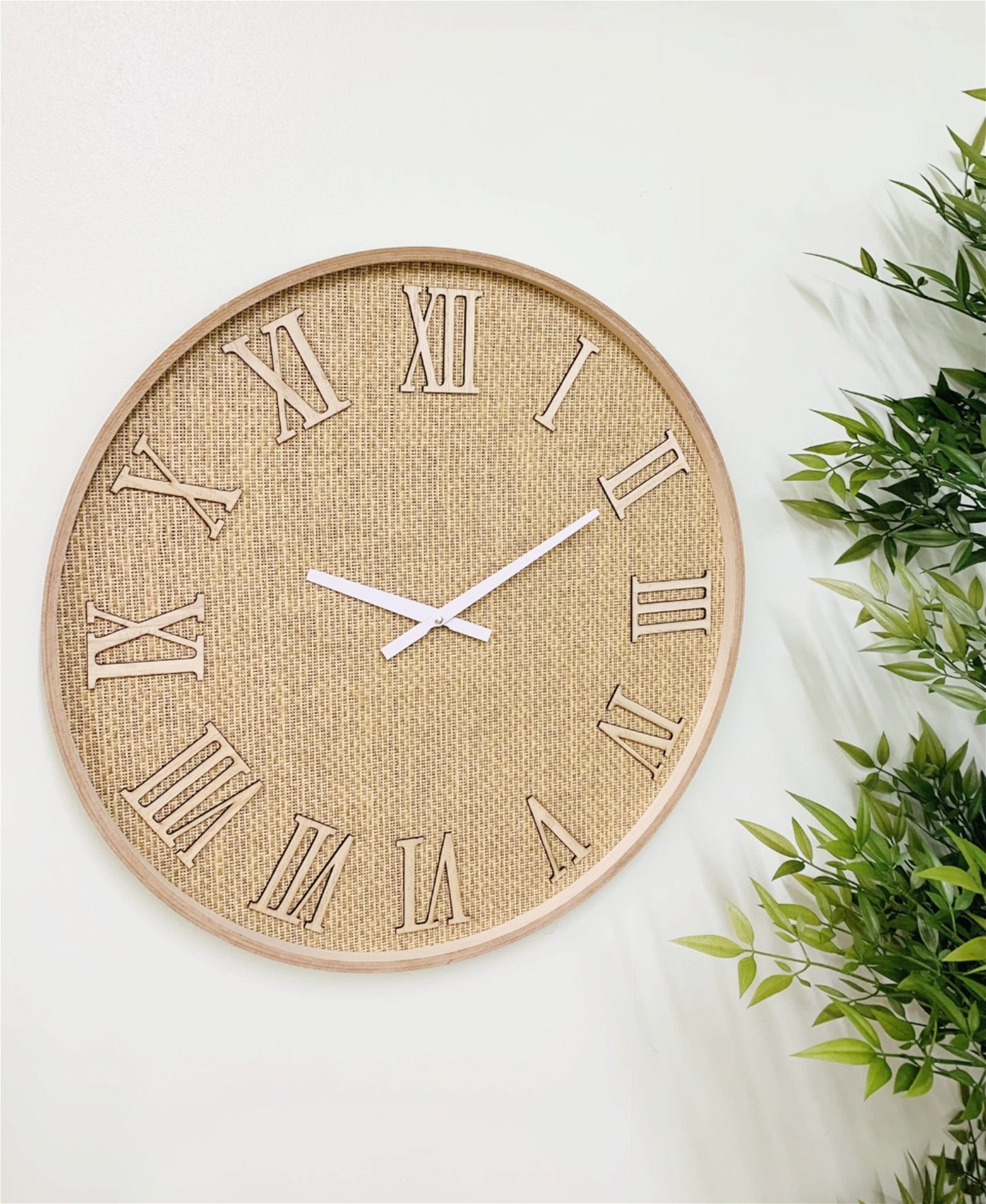 Serenity Hessian Woven Wall Clock 50cm