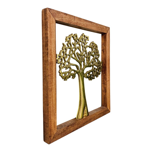 Gold Wall Hanging Tree In Wooden Frame