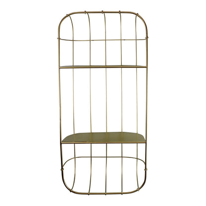 Gold Metal Wall Double Storage Shelf, Basket Design